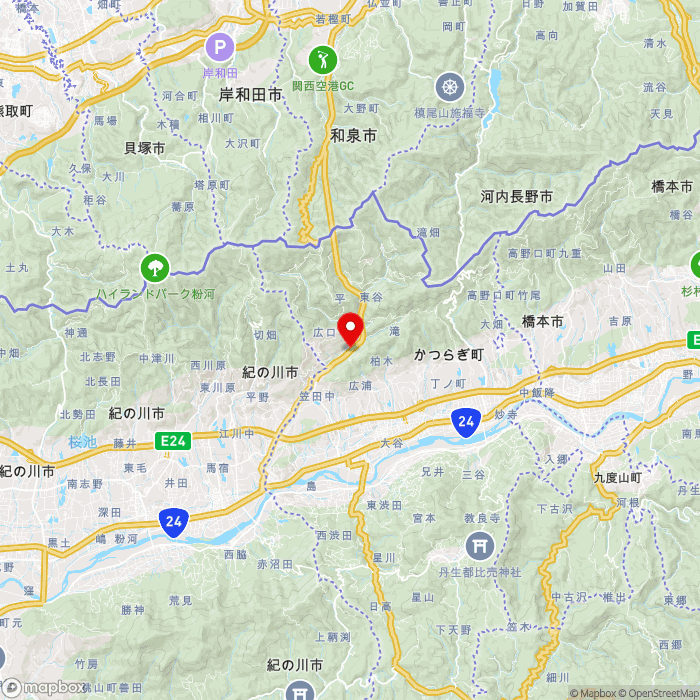 道の駅くしがきの里の地図（zoom11）和歌山県伊都郡かつらぎ町滝53-1