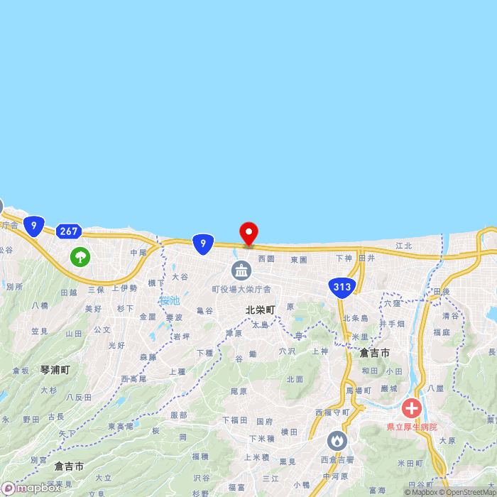 道の駅大栄の地図（zoom11）鳥取県東伯郡北栄町由良宿1458-10