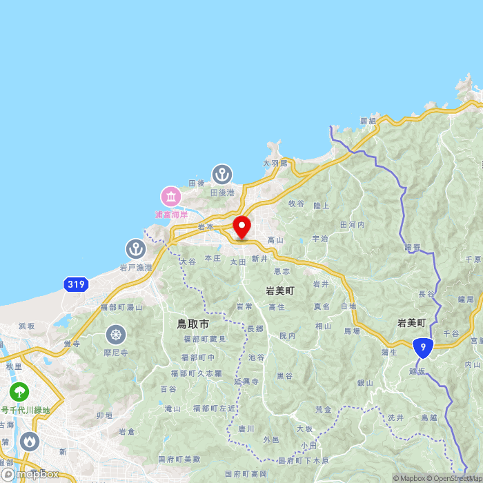 道の駅きなんせ岩美の地図（zoom11）鳥取県岩美郡岩美町新井337-4