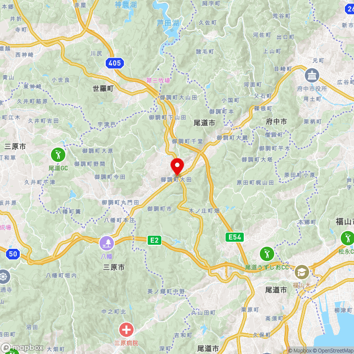 道の駅クロスロードみつぎの地図（zoom11）広島県尾道市御調町大田33