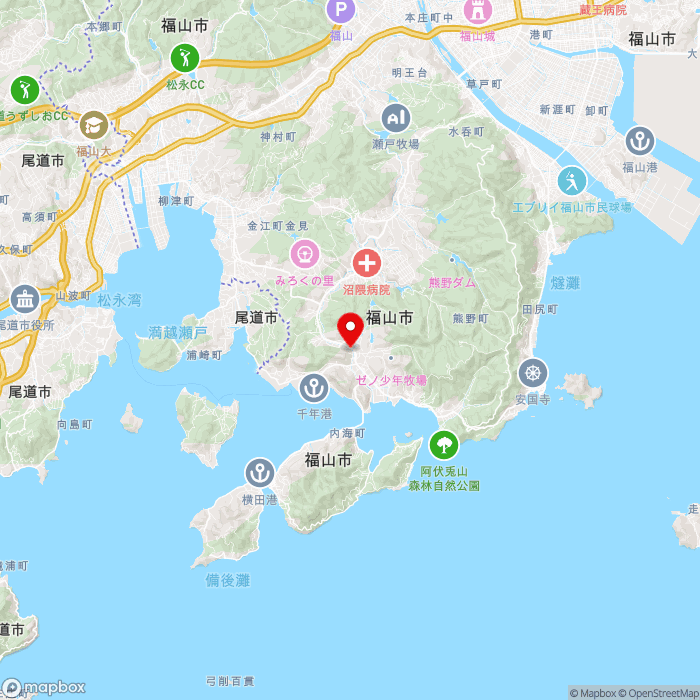 道の駅アリストぬまくまの地図（zoom11）広島県福山市沼隈町常石1805