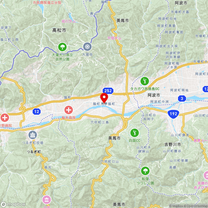 道の駅藍ランドうだつの地図（zoom11）徳島県美馬市脇町大字脇町55