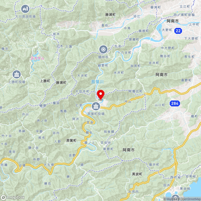 道の駅鷲の里の地図（zoom11）徳島県那賀郡那賀町和食字田野89