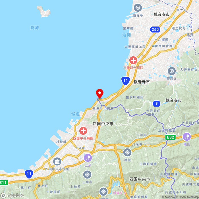 道の駅とよはまの地図（zoom11）香川県観音寺市豊浜町箕浦大西甲2506