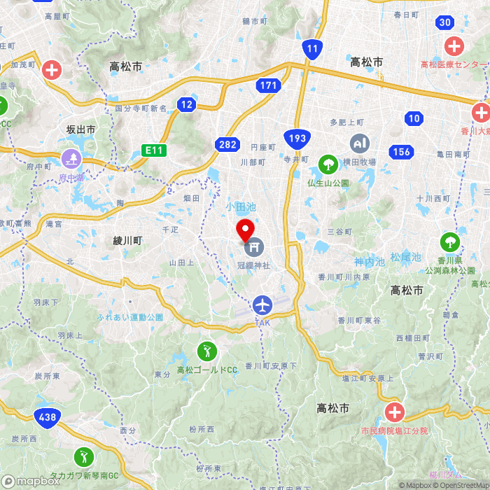 道の駅香南楽湯の地図（zoom11）香川県高松市香南町横井997-2