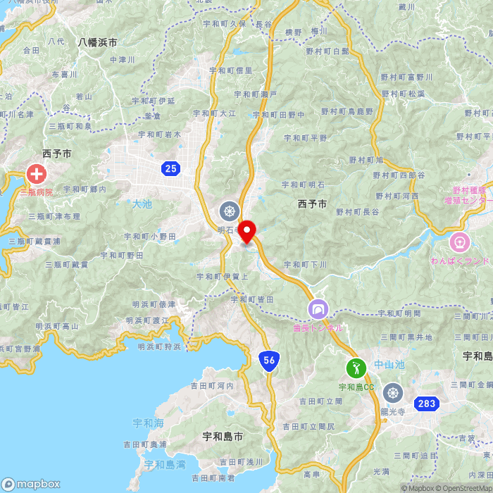 道の駅どんぶり館の地図（zoom11）愛媛県西予市宇和町稲生118番地