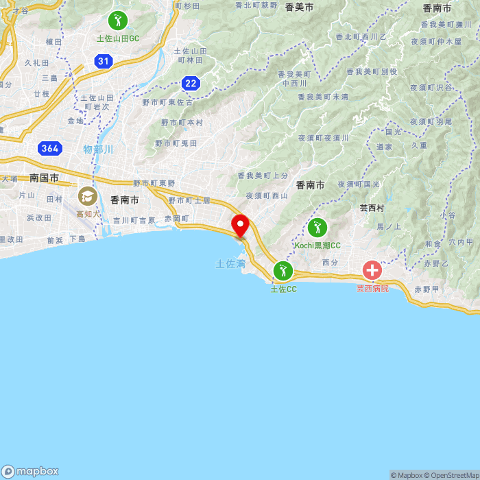 道の駅やすの地図（zoom11）高知県香南市夜須町千切537-90