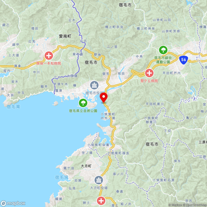 道の駅すくもの地図（zoom11）高知県宿毛市坂ノ下1023-44