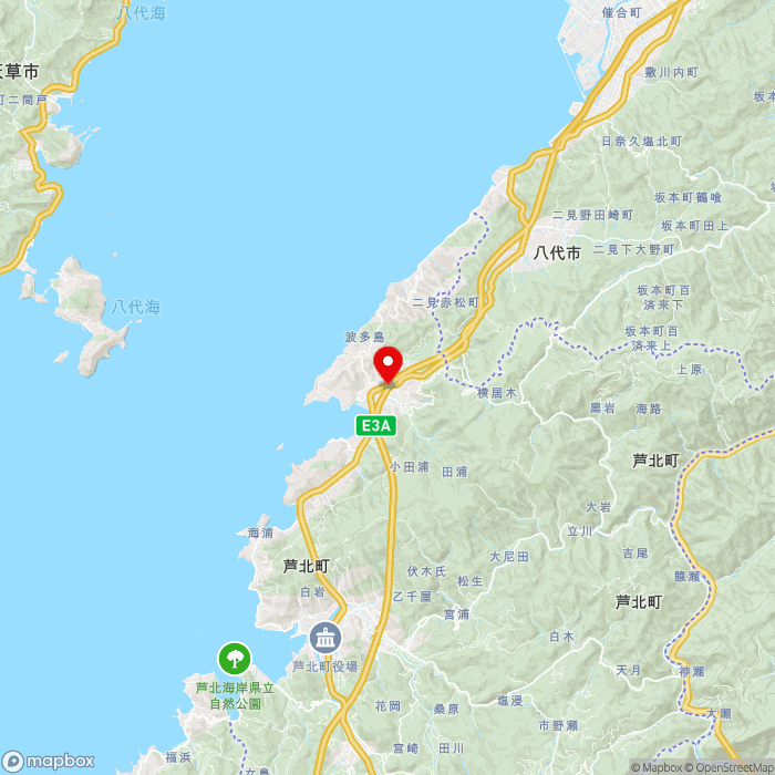 道の駅たのうらの地図（zoom11）熊本県葦北郡芦北町田浦657
