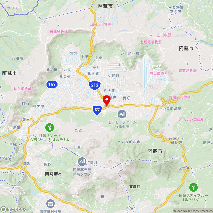 道の駅阿蘇の地図（zoom11）熊本県阿蘇市黒川1440-1