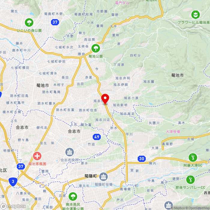 道の駅旭志の地図（zoom11）熊本県菊池市旭志川辺1886