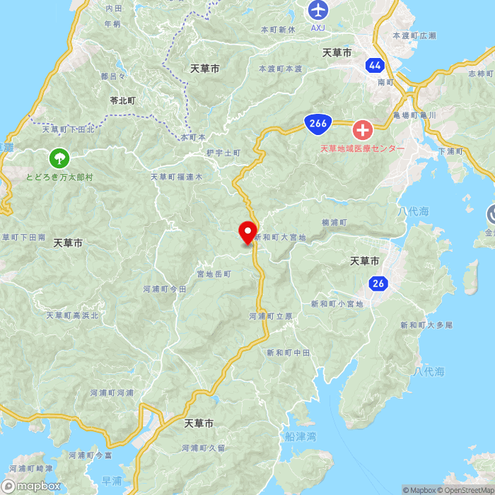 道の駅宮地岳かかしの里の地図（zoom11）熊本県天草市宮地岳町5516-2