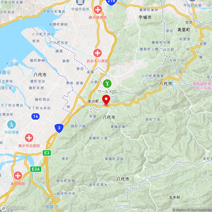 道の駅東陽の地図（zoom11）熊本県八代市東陽町南1051番地1