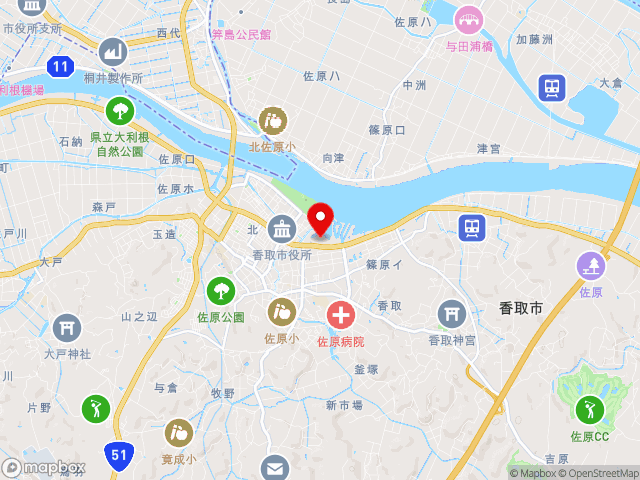 千葉県の道の駅 水の郷さわらの地図