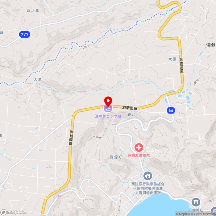 道の駅とうや湖の地図（zoom13）北海道虻田郡洞爺湖町香川9-4