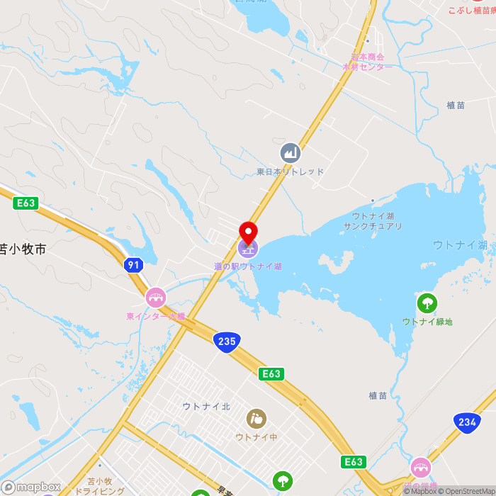 道の駅ウトナイ湖の地図（zoom13）北海道苫小牧市字植苗156-30
