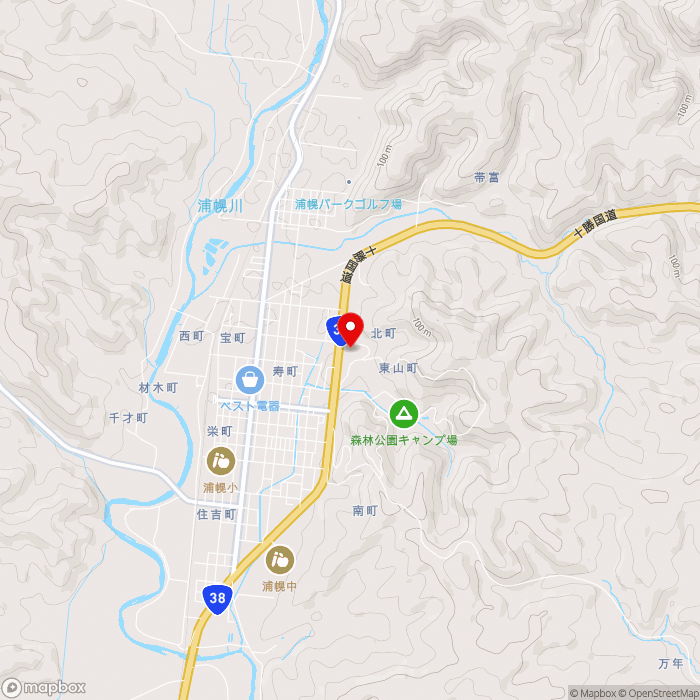 道の駅うらほろの地図（zoom13）北海道十勝郡浦幌町字北町16
