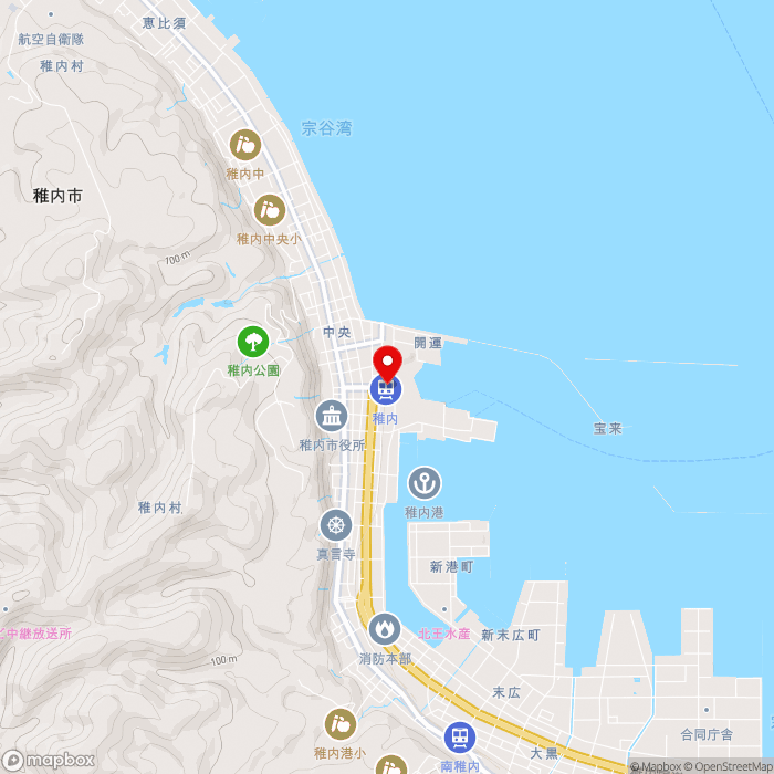 道の駅わっかないの地図（zoom13）北海道稚内市開運2丁目