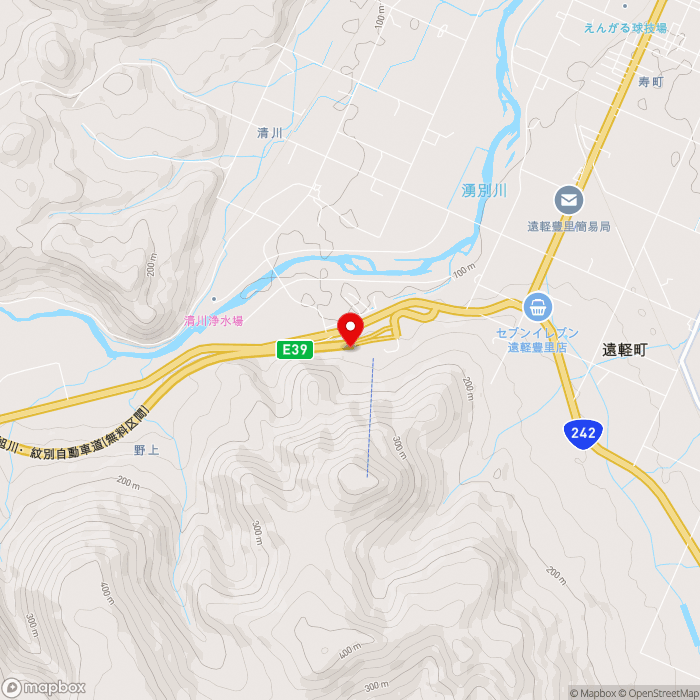 道の駅遠軽 森のオホーツクの地図（zoom13）北海道紋別郡遠軽町野上150番地1