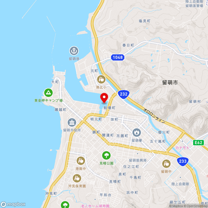 道の駅るもいの地図（zoom13）北海道留萌市船場町2丁目114