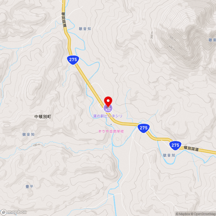 道の駅ピンネシリの地図（zoom13）北海道枝幸郡中頓別町ピンネシリ