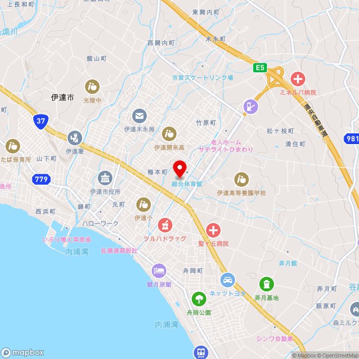 道の駅だて歴史の杜の地図（zoom13）北海道伊達市梅本町57-1