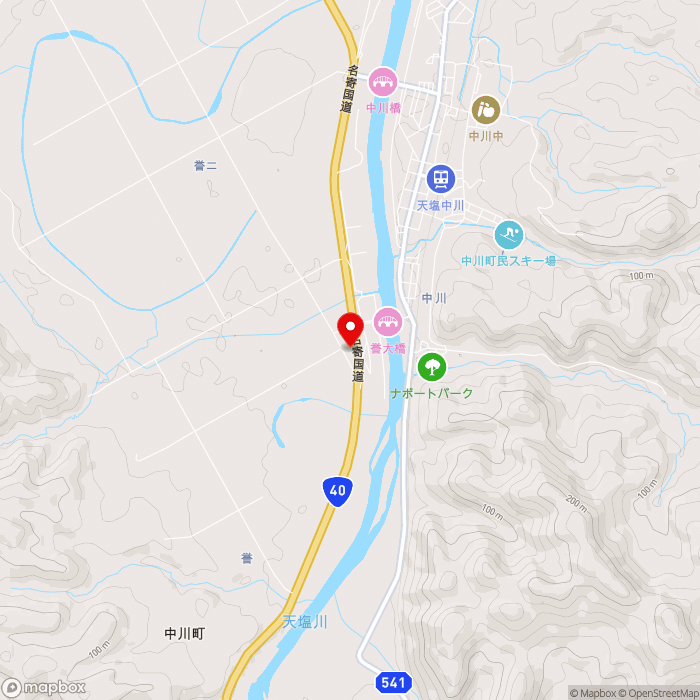 道の駅なかがわの地図（zoom13）北海道中川郡中川町字誉498-1