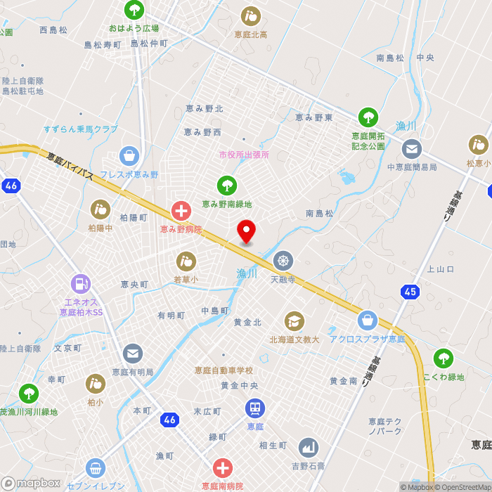 道の駅花ロードえにわの地図（zoom13）北海道恵庭市南島松817-18