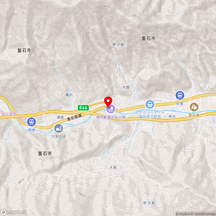 道の駅釜石仙人峠の地図（zoom13）岩手県釜石市甲子町第7地割155-4
