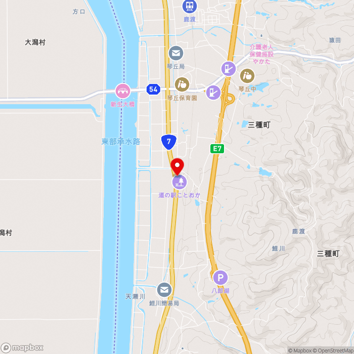 道の駅ことおかの地図（zoom13）秋田県山本郡三種町鹿渡字高石野126-1