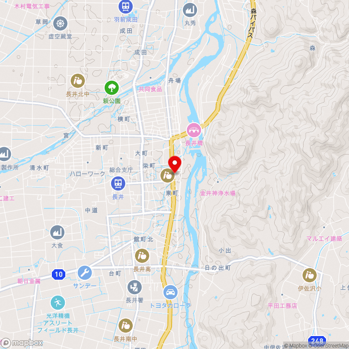 道の駅川のみなと長井の地図（zoom13）山形県長井市東町2-50