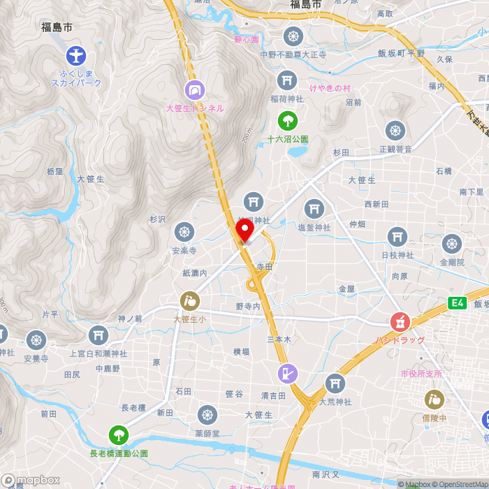 道の駅ふくしまの地図（zoom13）福島県福島市大笹生字月崎1番地の1