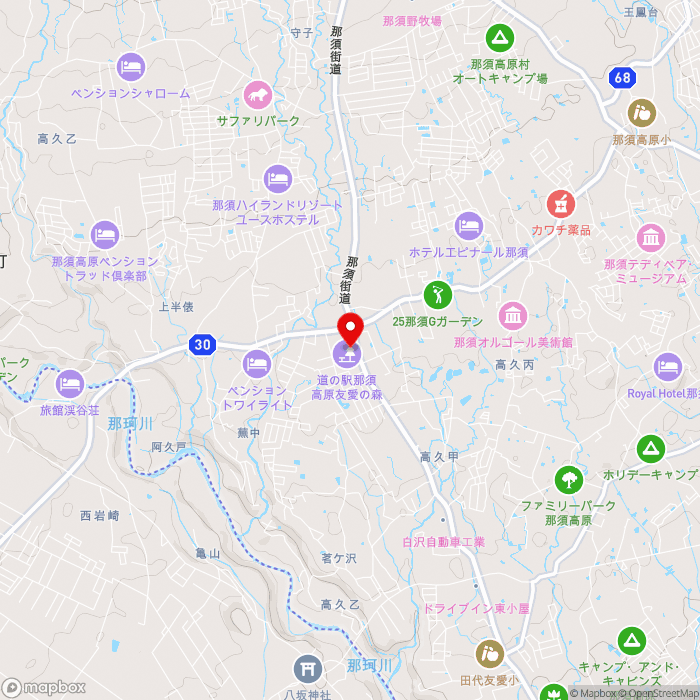 道の駅那須高原友愛の森の地図（zoom13）栃木県那須郡那須町高久乙593-8