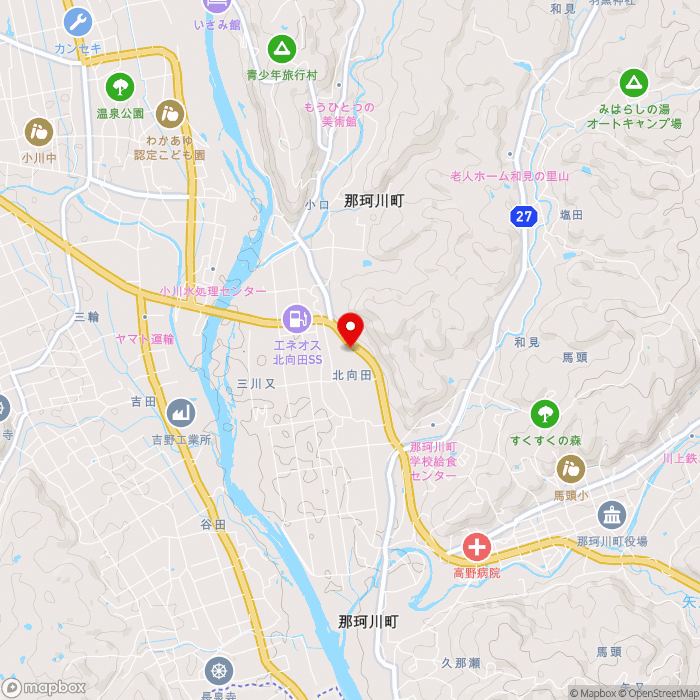 道の駅ばとうの地図（zoom13）栃木県那須郡那珂川町北向田183-1
