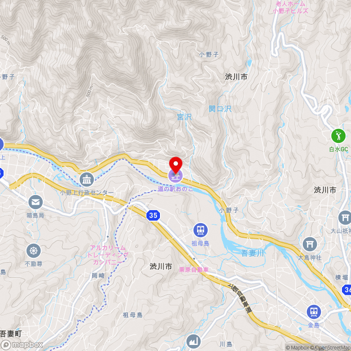 道の駅おのこの地図（zoom13）群馬県渋川市小野子1979-1