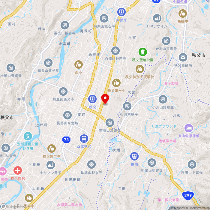 道の駅ちちぶの地図（zoom13）埼玉県秩父市大宮4625