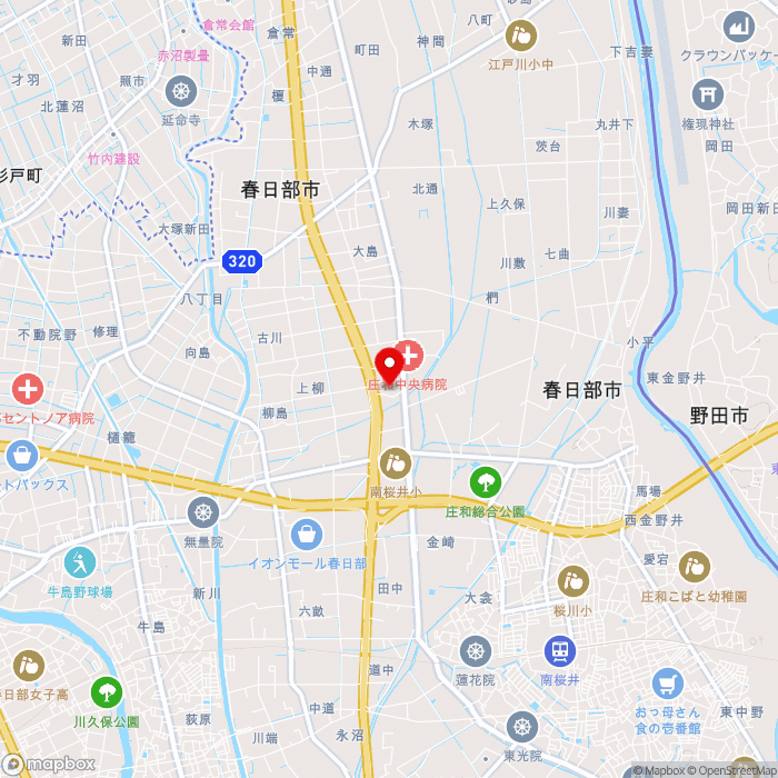 道の駅庄和の地図（zoom13）埼玉県春日部市上柳995