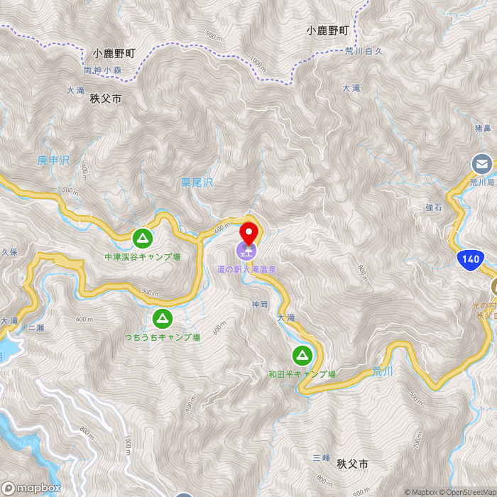 道の駅大滝温泉の地図（zoom13）埼玉県秩父市大滝4277-2