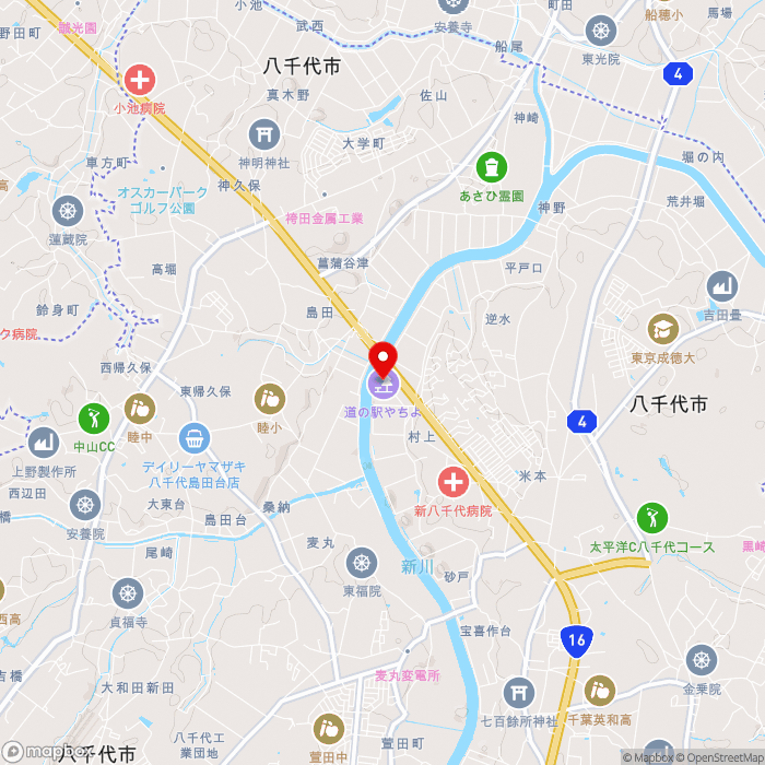 道の駅やちよの地図（zoom13）千葉県八千代市米本4030-1