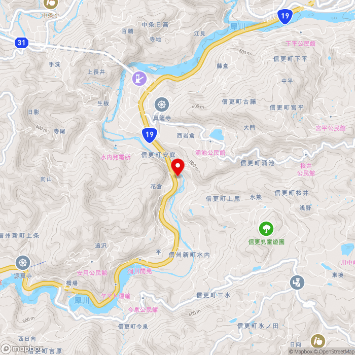 道の駅信州新町の地図（zoom13）長野県長野市信州新町水内4619