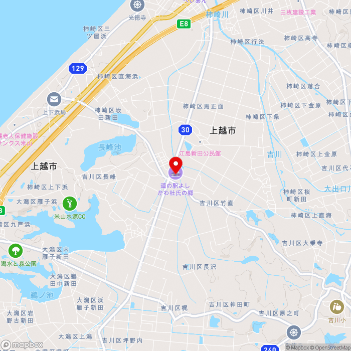 道の駅よしかわ杜氏の郷の地図（zoom13）新潟県上越市吉川区杜氏の郷1