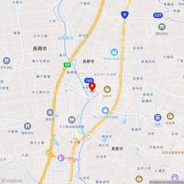 道の駅パティオにいがたの地図（zoom13）新潟県見附市今町1丁目3358番地
