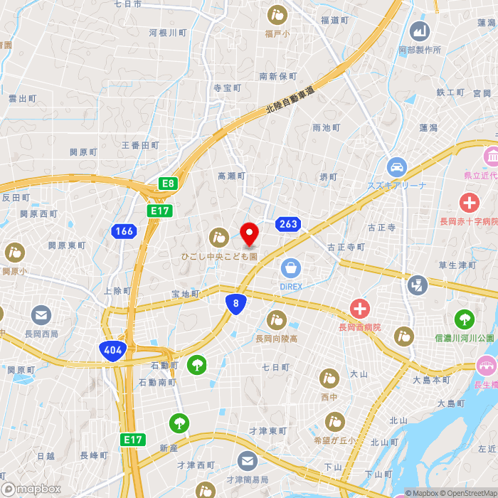 道の駅ながおか花火館の地図（zoom13）新潟県長岡市喜多町707番地
