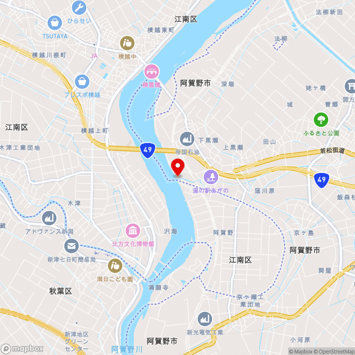 道の駅あがのの地図（zoom13）新潟県阿賀野市窪川原553番2