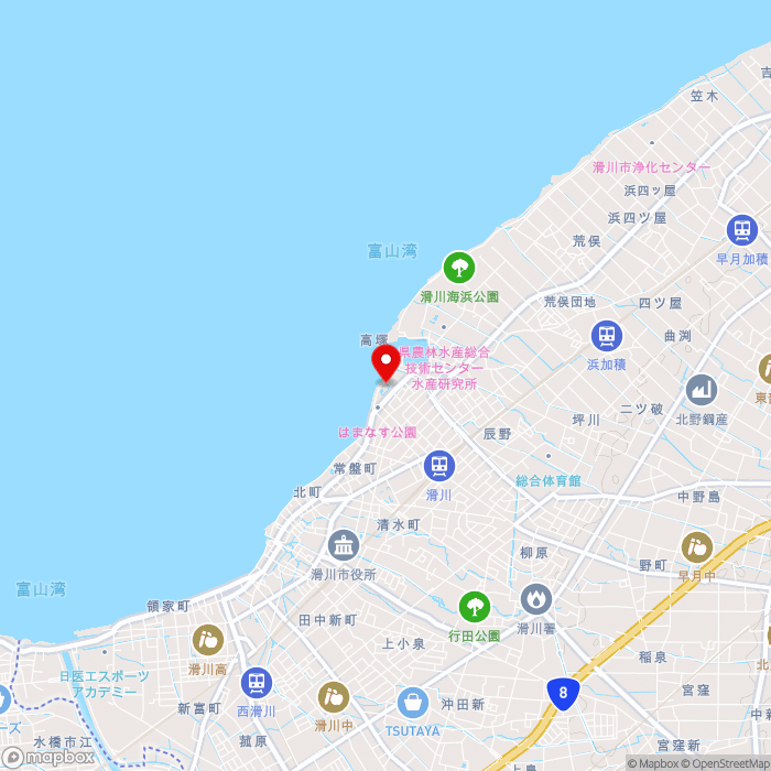 道の駅ウェーブパークなめりかわの地図（zoom13）富山県滑川市中川原410