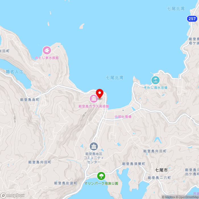 道の駅のとじまの地図（zoom13）石川県七尾市能登島向田町122部14