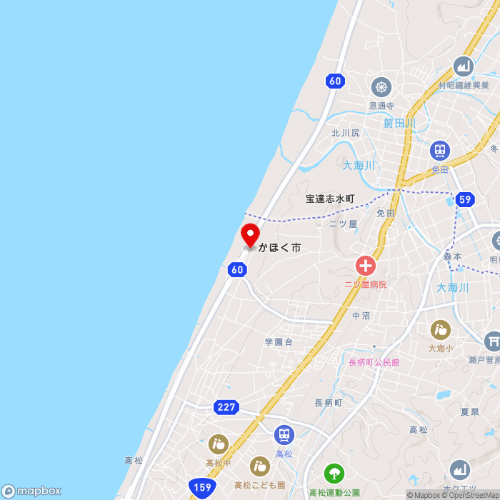 道の駅高松の地図（zoom13）石川県かほく市二ツ屋16-3