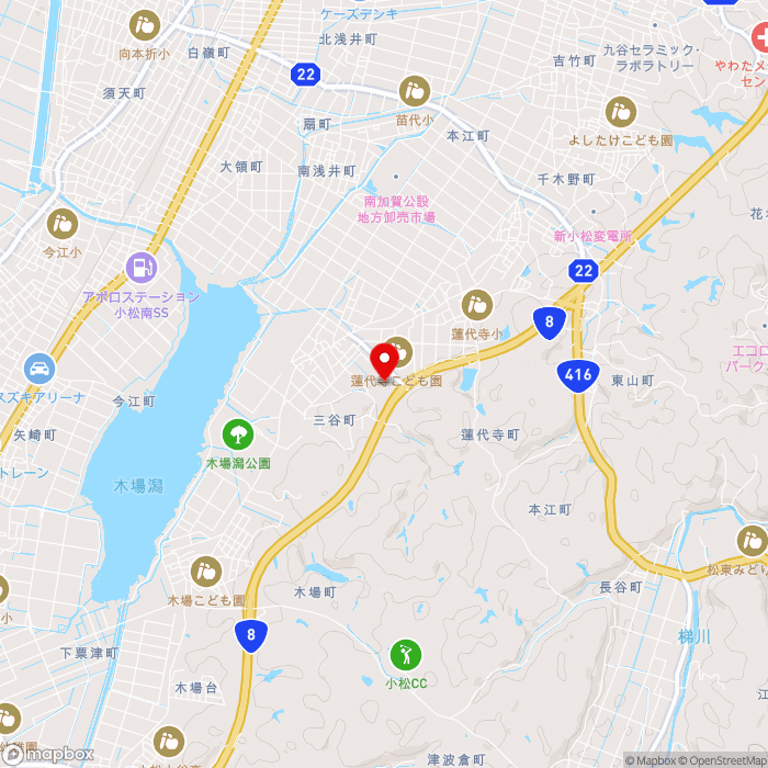 道の駅こまつ木場潟の地図（zoom13）石川県小松市蓮代寺町ケ1番地1