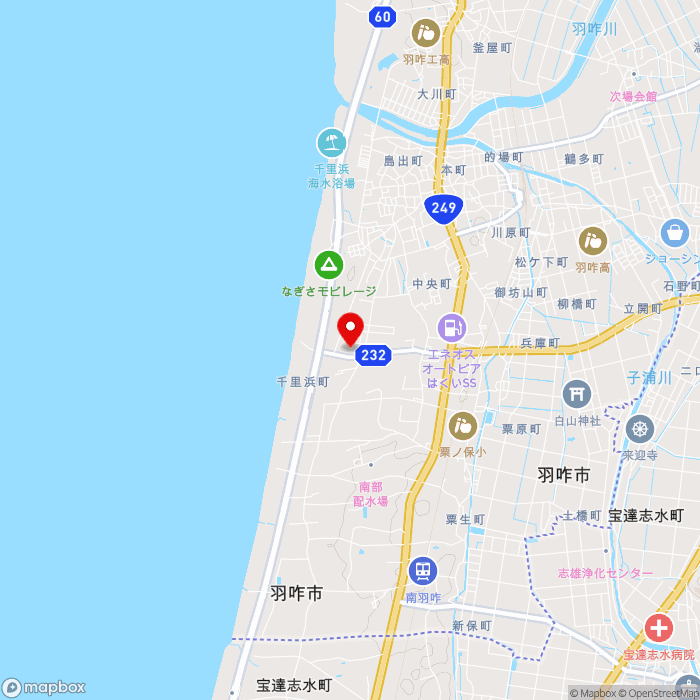 道の駅のと千里浜の地図（zoom13）石川県羽咋市千里浜町タ1-62