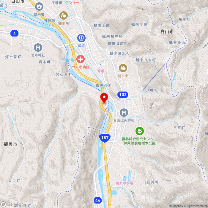 道の駅しらやまさんの地図（zoom13）石川県能美市和佐谷町200